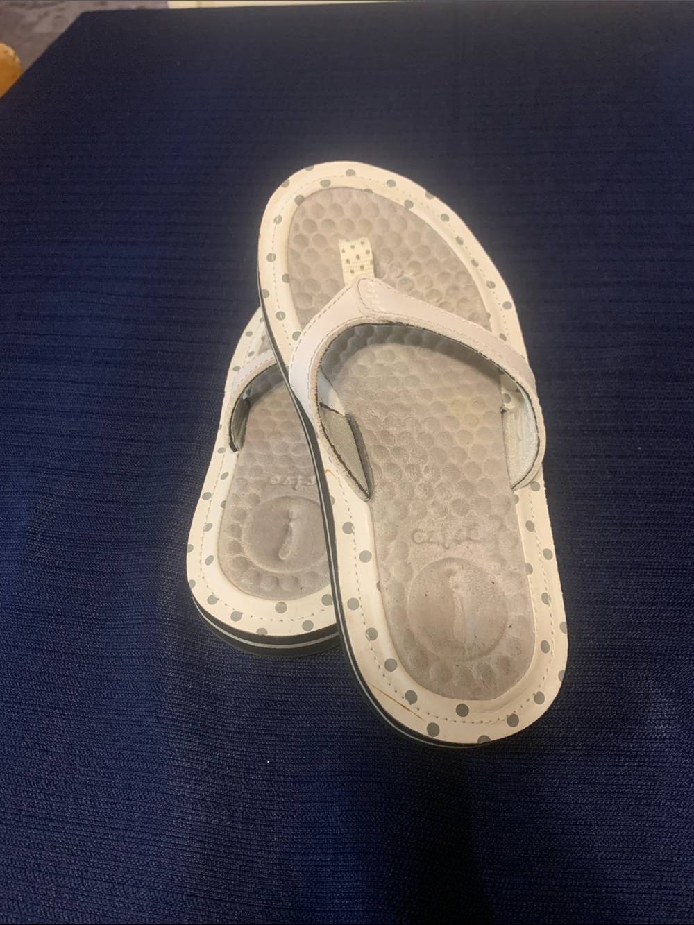 Privo White and Gray Polka Dot Women’s Flip Flop Sandals
